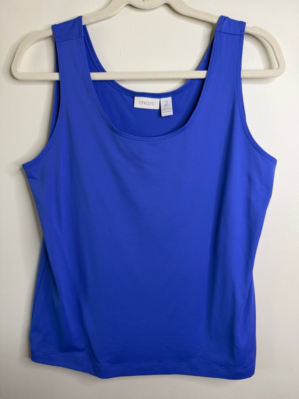 Chico’s Women’s Size 2 Large Blue Scoop Neck Sleeveless Tank Top Stretch